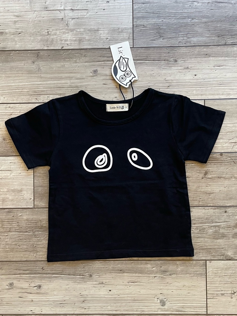 Little Who | Black Graphic Eyes Kids Tee | Size: 4T